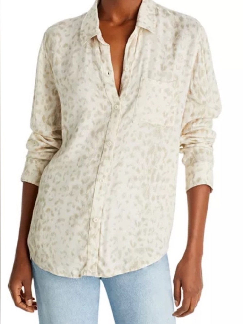 Rails Hunter Beige Animal Print Button Front Long Sleeve Shirt XL